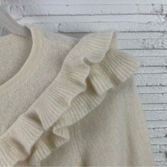 Charter Club Luxury 100% Cashmere Sweater Cream Ruffle Quiet Luxury Soft Girl M - Picture 4 of 13